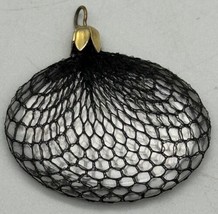 Vintage Acrylic Fishnet Necklace Pendant Clear Lucite Black Mesh Netting Oblong - £8.88 GBP
