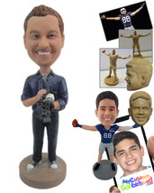 Personalized Bobblehead Dude Wearing A Rolled Up Sleeved Shirt, Casual Pant And  - £73.18 GBP
