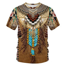 Indian Style 3D Printed T Shirts Summer Tops Short Sleeve Fashion Casual Tees 3 - £11.05 GBP