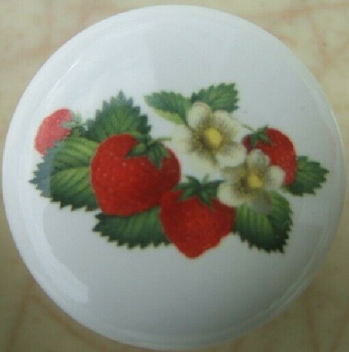 Ceramic Cabinet Knob Strawberries #4 Strawberry Fruit - $4.46