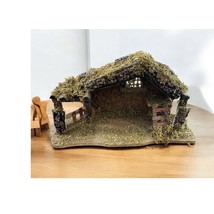 Christmas Wooden Moss Nativity Barn Stable Manger Holiday Decoration New - £17.01 GBP