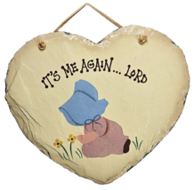 Plain Jane Painted Slate Heart Shape 8x7in Beige Home Spring Wall Hanging Décor - £15.84 GBP