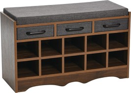 Entryway Shoe Bench With 10 Cubbies From Household Essentials In Walnut ... - £102.17 GBP