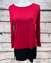 Zenergy By Chico&#39;s Black Red Stretchy Top Shirt Sleeve-Cutout Tunic Size 0/Small - £8.53 GBP