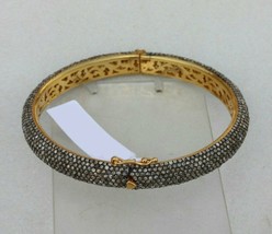 Pave Diamond Bangle 14k Gold&amp;925 Silver Diamond Ethnic Bangle Bracelet Gift - $3,083.47