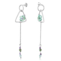Stylish Triangles Aquamarine and Amethyst Sterling Silver Dangle Earrings - £27.86 GBP