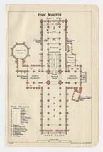 1924 Original Vintage Plan Of York Minster / England - £13.66 GBP