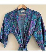 Vintage California Dynasty Satiny Paisley Print Robe With Belt Women's Small - $34.65