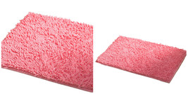 Chenille Bath Rug Absorbent Soft Shaggy Non Slip Bathroom Mat Rugs - Pink - £20.77 GBP