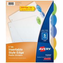 Avery Insertable Style Edge Plastic Dividers for 3 Ring Binders, 5-Tab Set, Mult - £4.74 GBP