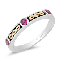 Created Ruby Evil Queen Stack Band Ring, Tow Tone Handmade Ring Gift For Her - £39.15 GBP