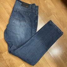 Vintage Genes Jeans Mens 36x32 Slim Straight Fit Blue Dark Wash Denim Casual - £12.46 GBP