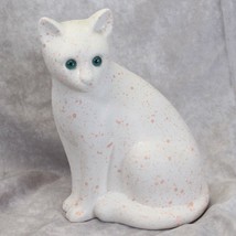 Ceramic White Cat ELPA  Alcobaca Portugal Bowl Figurine Green Eyes 10&quot; H - £35.46 GBP