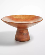 THE CELLAR Acacia wood 12.5&quot; Footed Pedestal Serving Fruit Bowl Centerpiece, NEW - £20.45 GBP