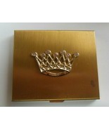 Vintage Square Gold-tone Crown Rhinestone Powder Compact - $107.13 CAD