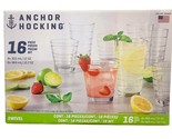 Anchor Hocking Swivel Glass Drinkware Set 16Pc (8) 15.7oz (8) 12oz Uniqu... - £31.35 GBP