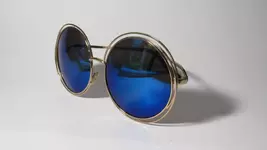 Retro Oversized Double Wire Frame Sunglasses - Blue Mirrored Lens - $6.00