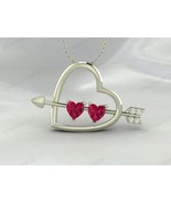 925 Sterling Silver Heart with Arrow Pendant Necklace,Ruby Gemstone and ... - $48.89 CAD+