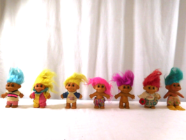 RUSS Troll Dolls  Pink  Blue  Yellow 4 1/2 Dressed  Clown Minute Maid T shirt - £13.78 GBP