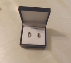 Department Store Sterling Silver Black Spinel Curved Hoop Earrings J104 $100 - £32.28 GBP