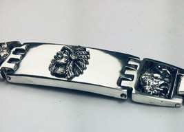 Artisan made Indian Chief Mens ID sterling silver bracelet - $199.00