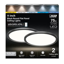 Feit FP11EX6WYBK2 11&#39;&#39; LED Black Round Flat Panel Ceiling Light 13W 1100... - $36.62