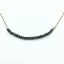 STELLA &amp; DOT sterling silver vermeil onyx bead necklace - 18&quot; delicate layering - £17.76 GBP