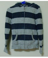 Girls Old Navy Gray Blue Hooded Long Sleeve Striped Sweatshirt Size XS - £6.24 GBP