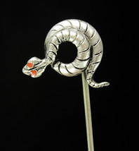 Cleopatra Snake Stickpin Vintage Sterling Silver  Serpent stick Lapel pin Mens  - £175.82 GBP