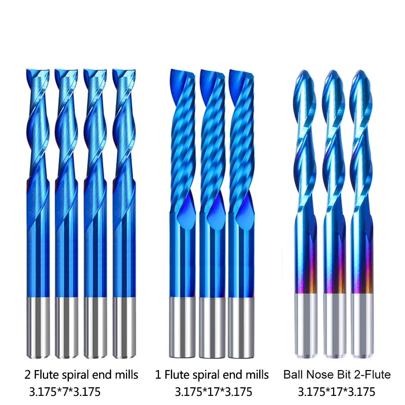 XCAN Milling Cutter 10 pcs CNC Router Bit 3.175 Shank Carbide End Mill Single Fl - £208.79 GBP