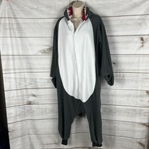 Shark Fleece Adult Large One Piece Pajama Costume Gray White Fins Teeth - £8.68 GBP