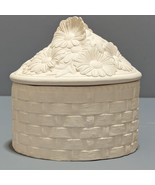 Ceramic BisqueWoven Embossed Cannister with Daisy Flowers Lid Ready to P... - £9.73 GBP