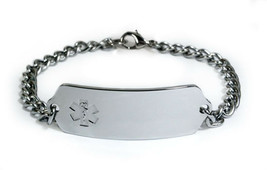 Medical Alert ID Bracelet with curb chain (5 mm). Free medical wallet Card! - £23.91 GBP