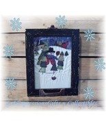 PRiMiTiVe Stitchery~Snowman Winter Window Picture Frame - £11.24 GBP