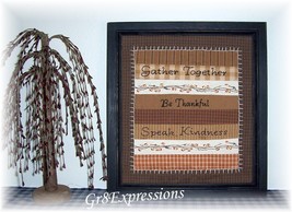 P Ri Mi Ti Ve Framed STITCHERY~FALL/HARVEST &quot;Be Thankful&quot; - £14.31 GBP