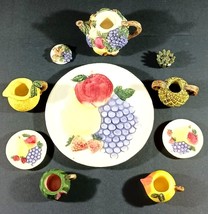 1994 Popular Imports Miniature Resin 10 Piece FRUIT Tea Set Mini - £15.79 GBP