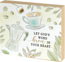 Let God&#39;s Word Brew in Your Heart 10 x 8 MDF Wall Tabletop Sign Plaque - £6.69 GBP