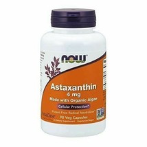 NEW NOW Astaxanthin Organic Algae Vegetarian Vegan Supplement 4 mg 90 Vegcaps - $24.87