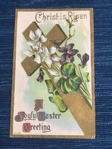 688A~ Vintage 1915 Postcard Christ is Risen Easter Cross Greeting Post Card - £3.90 GBP