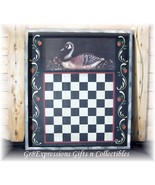 PRiMiTiVe FOLK ART GOOSE CHECKERBOARD GAMEBOARD PLAQUE - $30.05 CAD
