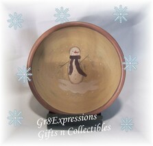 PRiMiTiVe Medium HP Wooden Snowman Bowl w/Hanging Shelf - £14.03 GBP