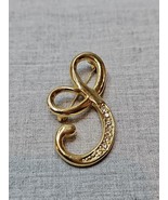 &quot;S&quot; Initial Gold Tone Cursive Pin Pinback Brooch, 2&#39;&#39; Length, Vintage  - $275.89 MXN