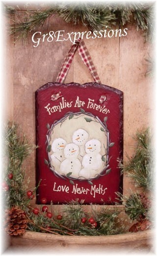 PRiMiTiVe SNOWMAN FAMILIES R FOREVER Slate Wall Plaque - $16.95