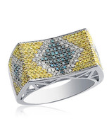1.00 Carat Mens Princess Cut Multi Colored Diamond Ring 14K White Gold - £1,267.71 GBP