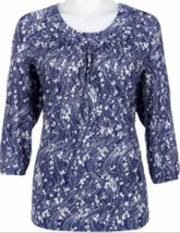 Cathy Daniels Womans Blue Sparkling Print Stretch Scoop Neck Top L Large - £23.97 GBP