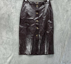 Rachel Comey Women&#39;s Size 2 Brown Faux Leather Textured Pencil Skirt - £21.96 GBP