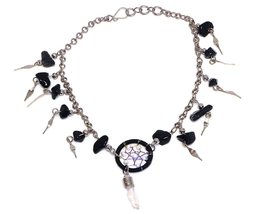 Mia Jewel Shop Dream Catcher Quartz Crystal Dangle Chip Stone Silver Metal Chain - £9.45 GBP