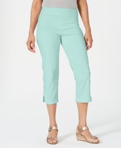 JM Collection Womens Metallic Detail Capri Pants Color Aqua Flash Size Small - £30.82 GBP