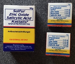 1 Katialis Zinc Oxide Salicylic Soap 90g with 2 Katialis Itch Ointments 15g each - $15.75