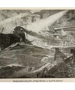 1914 WW1 Print Torpedo Boats Attack Battleship Antique Military Collectible - $39.99